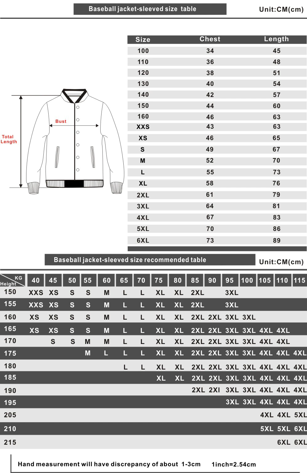 Jacket Size Chart 1